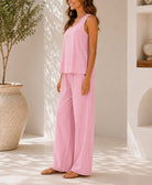 Ladies Peach Sleeveless Two-piece New Feeling Set - StylePhase SA