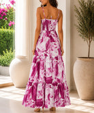 Ladies Pink Floral Print Tie Front Maxi Dress - StylePhase SA