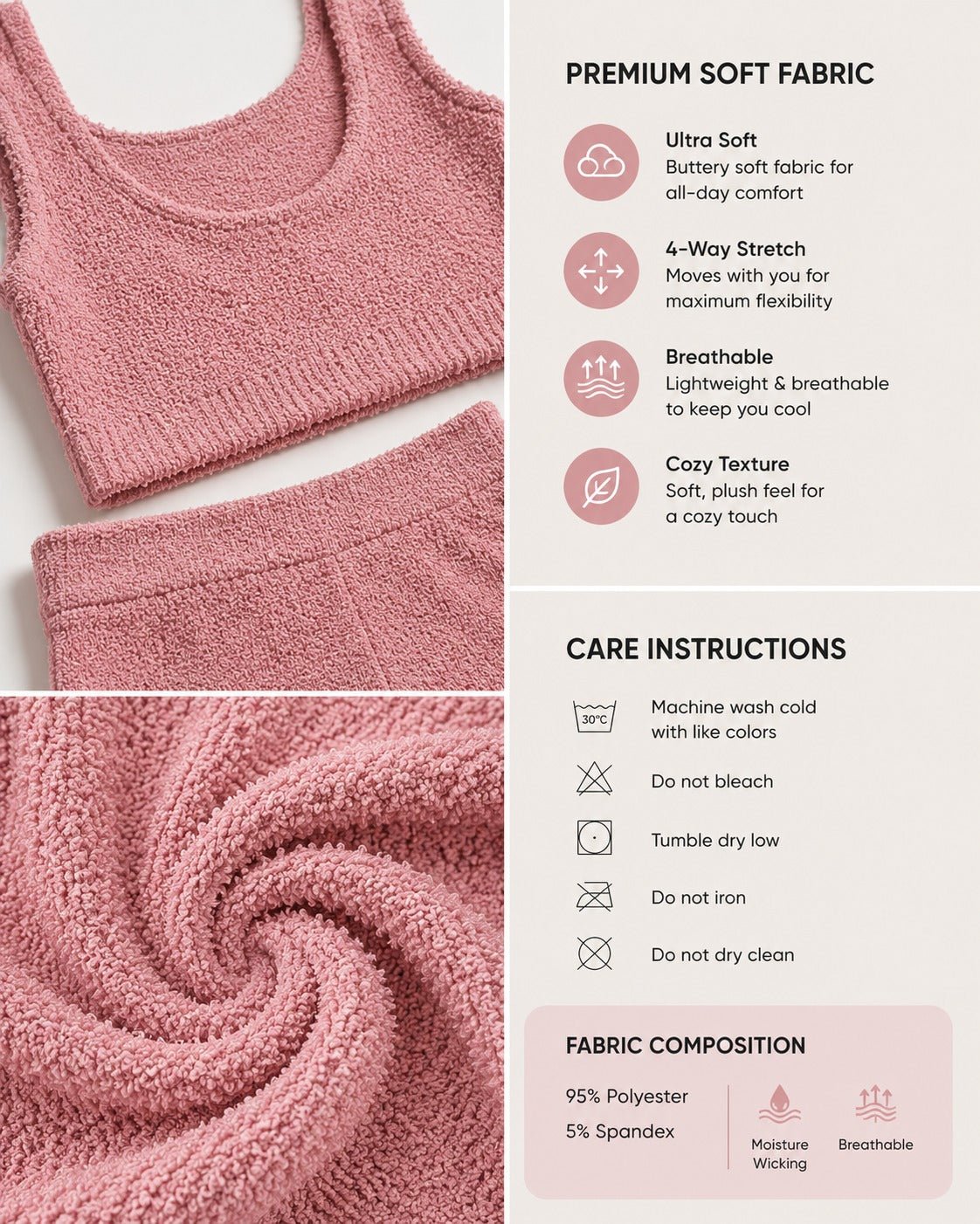 Ladies Pink Fur Two Piece Set - StylePhase SA