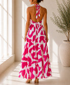 Ladies Pink Halter Neck Printed Maxi Dress - StylePhase SA