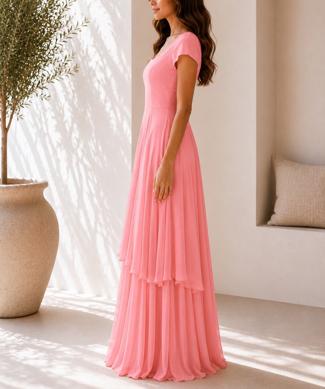 Ladies Pink Layered Maxi Dress - StylePhase SA