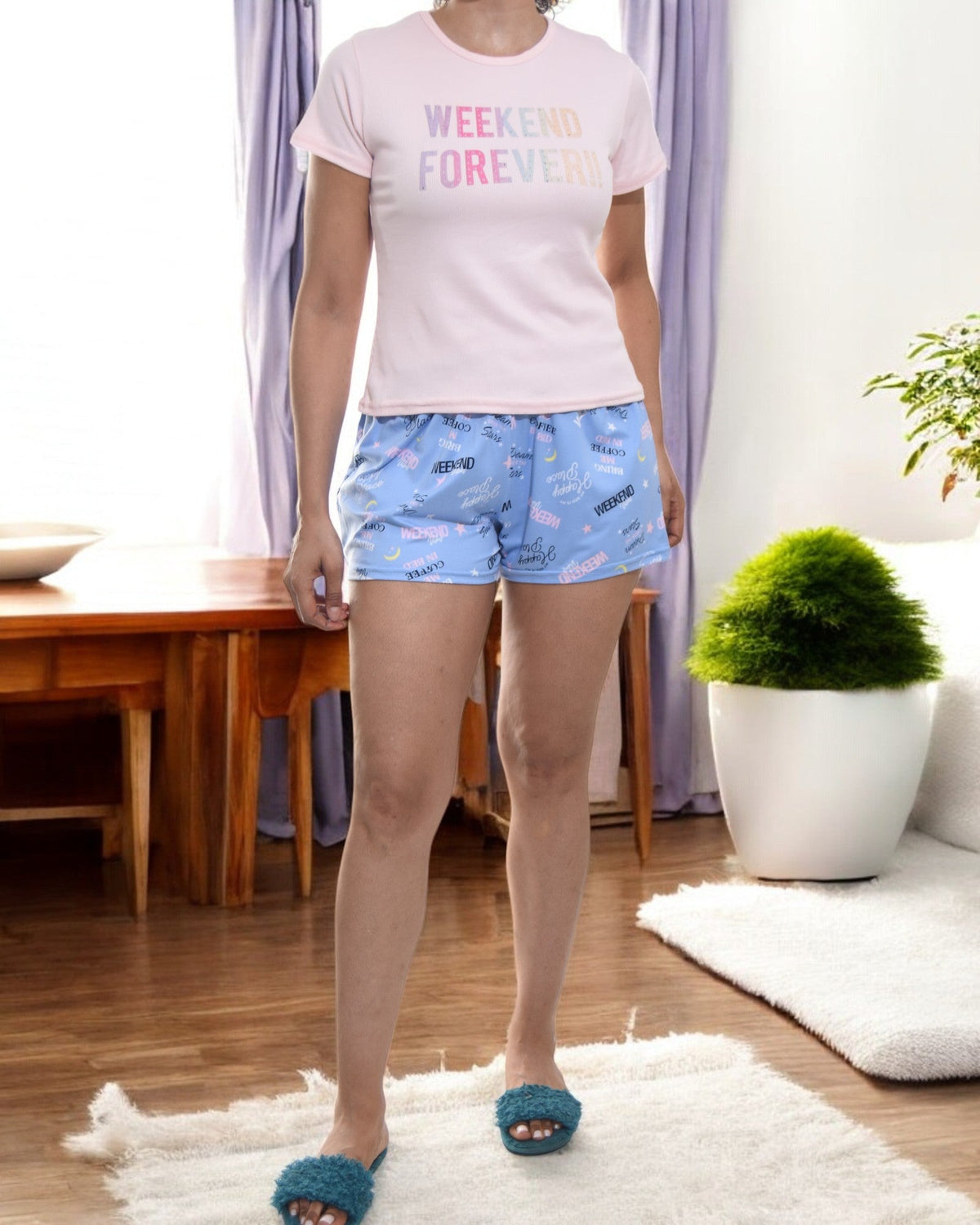 Ladies Pink Printed Pj Set - Weekend Forever - StylePhase SA