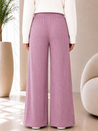 Ladies Pink Ribbed Knit Wide Leg Pants - StylePhase SA