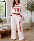 Ladies Red Baseball Printed Two Piece Set- New Feeling - StylePhase SA