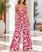 Ladies Red Floral Strappy Jumpsuit - StylePhase SA