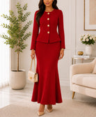 Ladies Red Rib Two Piece Set- New Feeling - StylePhase SA