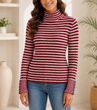 Ladies Red Stripe Turtle Neck Jersey - StylePhase SA