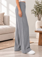 Ladies Rib Wide Leg Pants-Grey - StylePhase SA