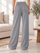 Ladies Rib Wide Leg Pants-Grey - StylePhase SA