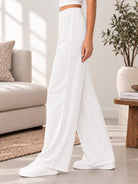Ladies Rib Wide Leg Pants-White - StylePhase SA