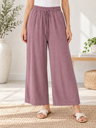 Ladies Rose Brown Wide Leg Drawstring Pocket Pants - StylePhase SA