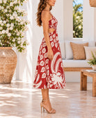 Ladies Rust Floral Cut Out Detail Dress - StylePhase SA