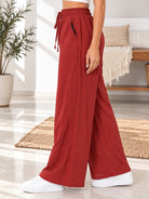 Ladies Rust Wide Leg Drawstring Pocket Pants - StylePhase SA