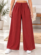 Ladies Rust Wide Leg Drawstring Pocket Pants - StylePhase SA
