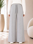 Ladies Stone Ribbed Knit Wide Leg Pants - StylePhase SA