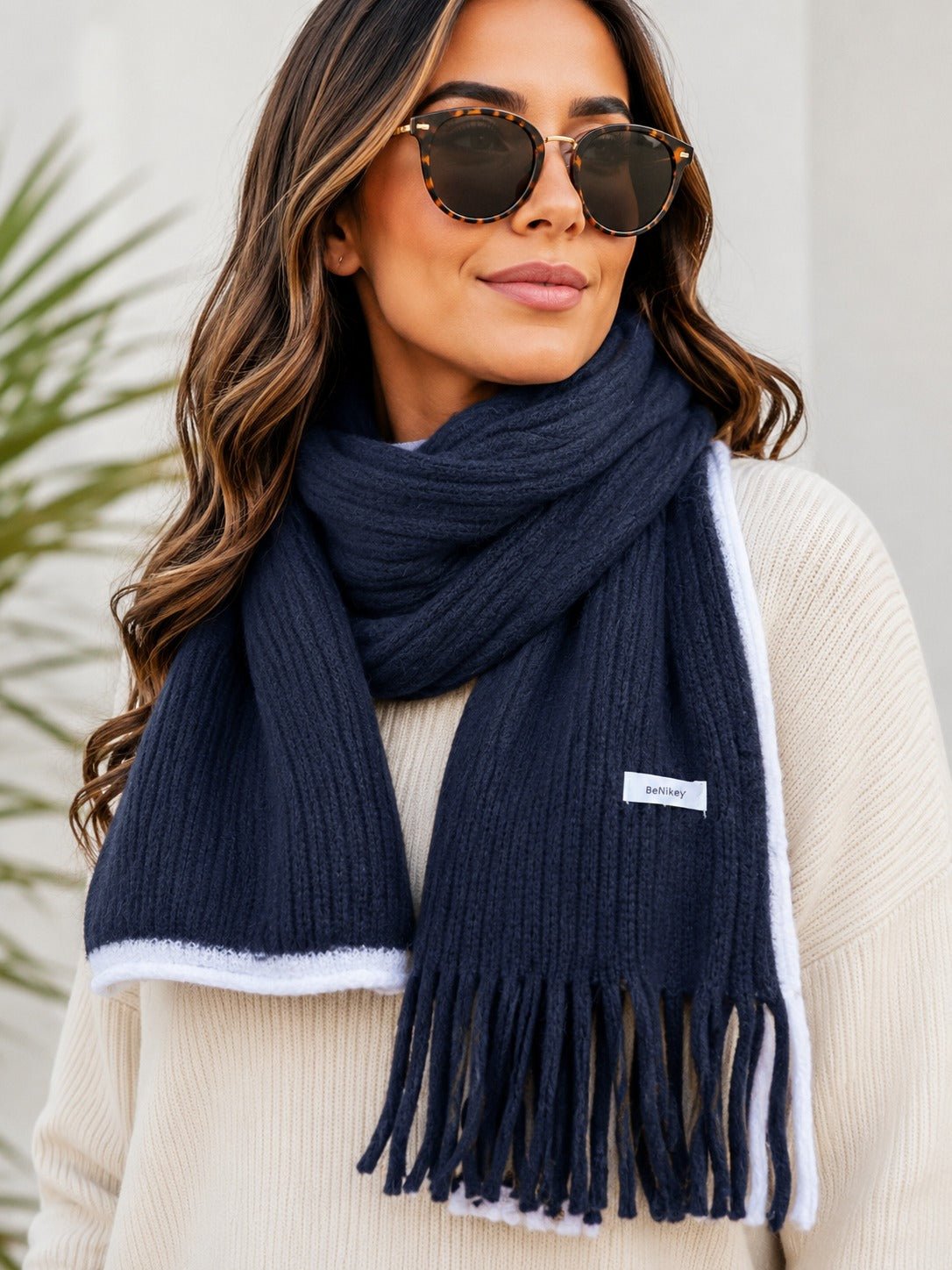 Ladies Tassel End Scarf-Black - StylePhase SA