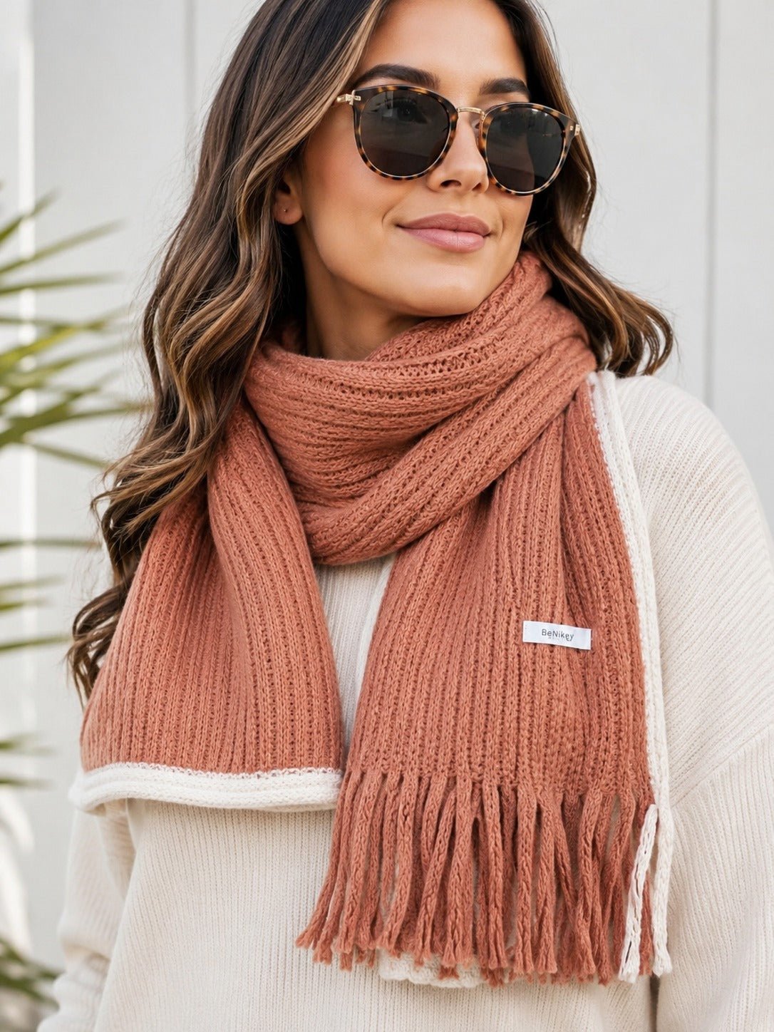 Ladies Tassel End Scarf-Rust - StylePhase SA
