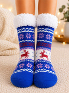Ladies Thermal Slipper Socks - Royal And White - StylePhase SA