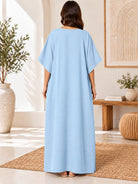 Ladies V-neck Kaftan -Blue - StylePhase SA