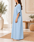 Ladies V-neck Kaftan -Blue - StylePhase SA