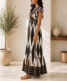 Ladies V Neck Maxi Dress -Brown - StylePhase SA