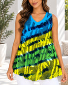 Ladies V Neck Tye Dye Top -Blue - StylePhase SA