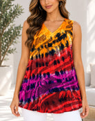 Ladies V Neck Tye Dye Top -Orange - StylePhase SA