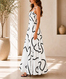 Ladies White And Black A-Line Cami Maxi Dress - StylePhase SA
