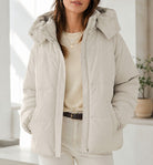 Ladies White Zip Hoody Puffer Jacket - StylePhase SA