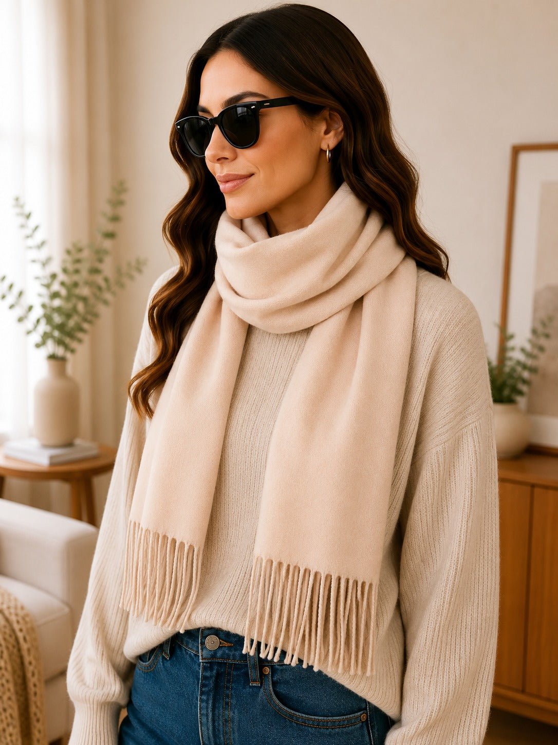 Ladies Winter Scarf -Biege - StylePhase SA