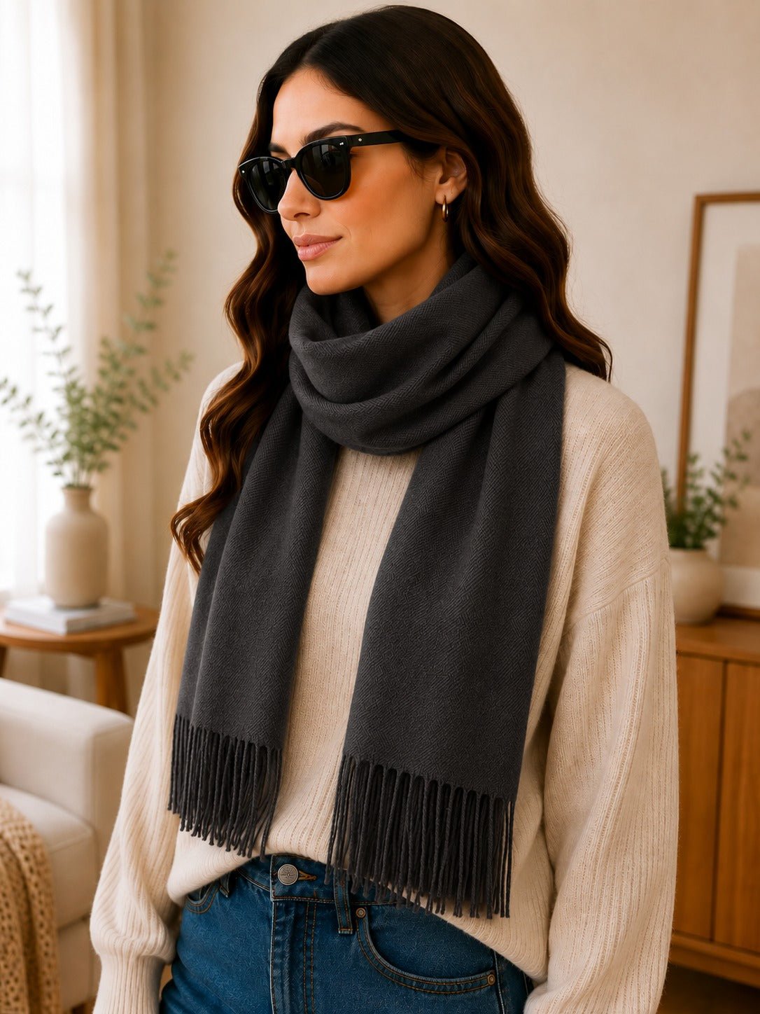 Ladies Winter Scarf-Charcoal Grey - StylePhase SA
