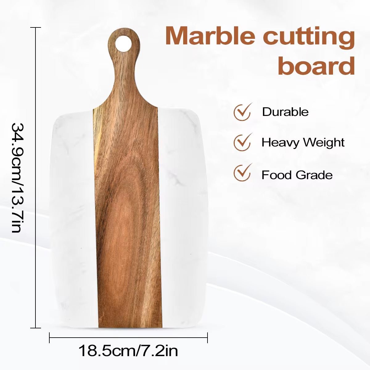 Modern Acacia Wood & Marble Chopping Board - 40 x 20 cm - Home Phase