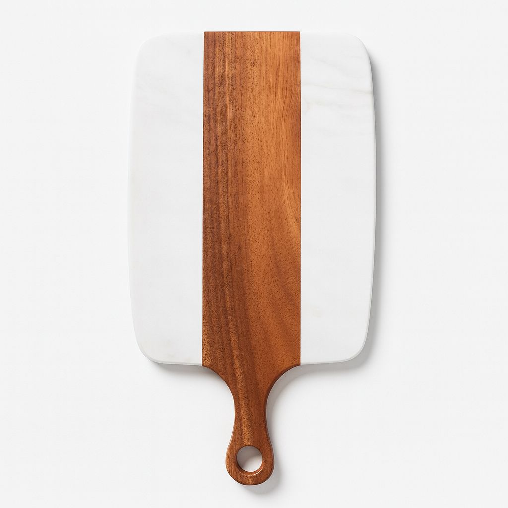 Modern Acacia Wood & Marble Chopping Board - 40 x 20 cm - Home Phase