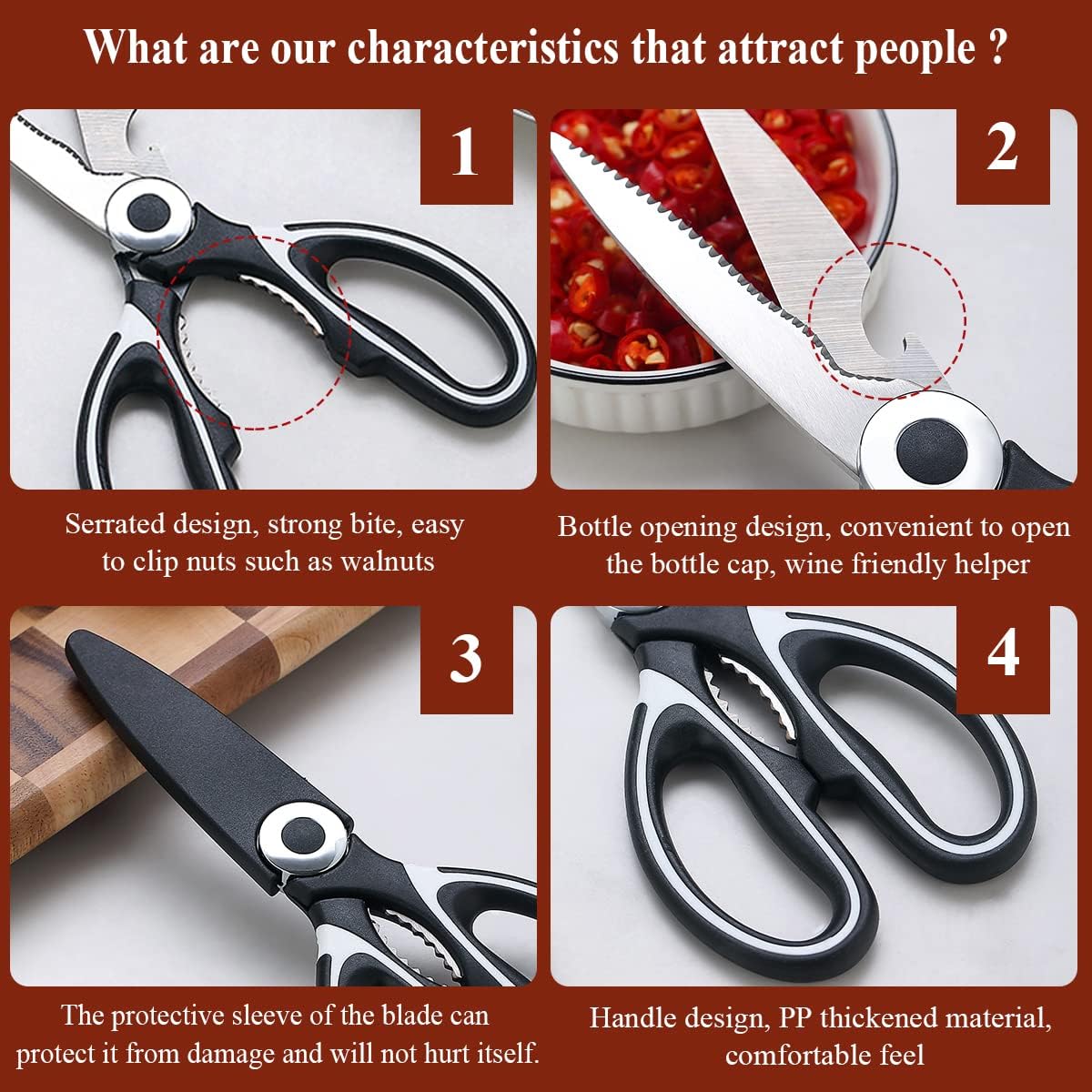 Multifunctional Kitchen Scissor With Safety Cover - Home Phase