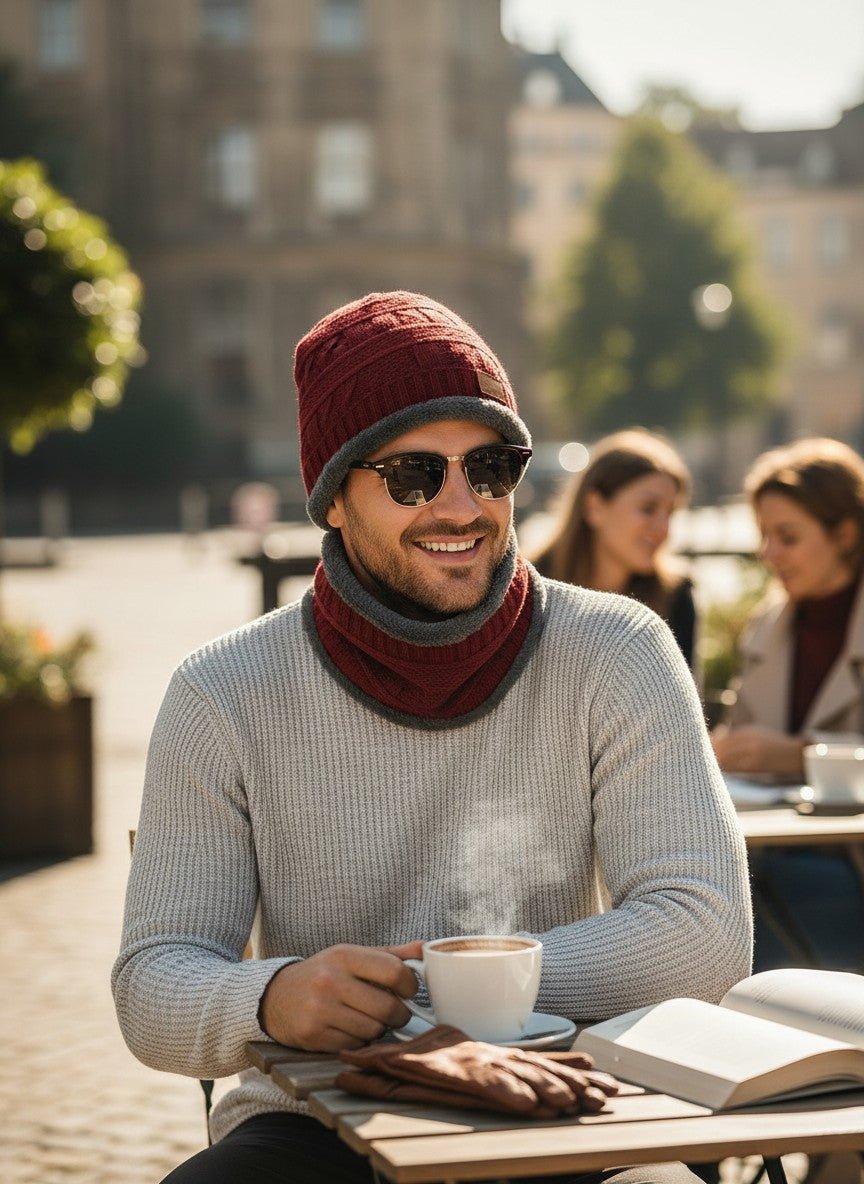 Red Faux Fur Beanie And Neck Warmer Set - StylePhase SA