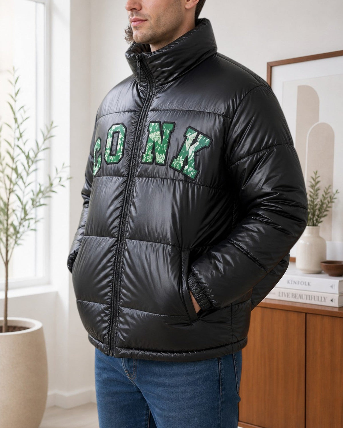 Unisex Green Printed Jacket - Conk - StylePhase SA