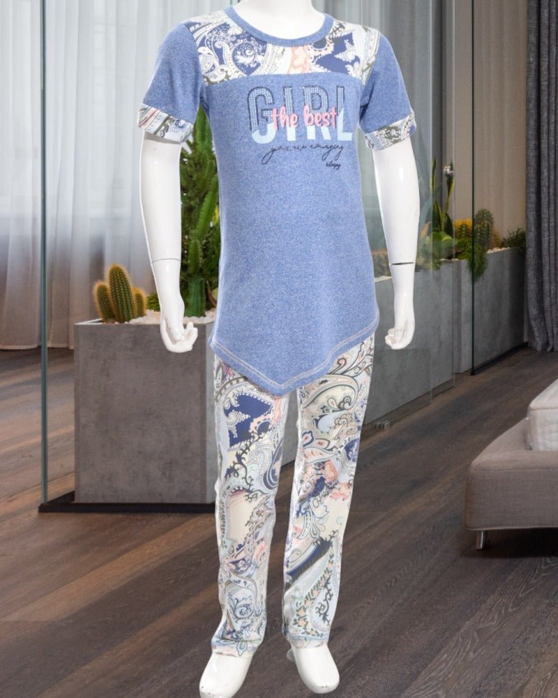 Paisley White Blue Girl Print Pyjama Forever Sleepy